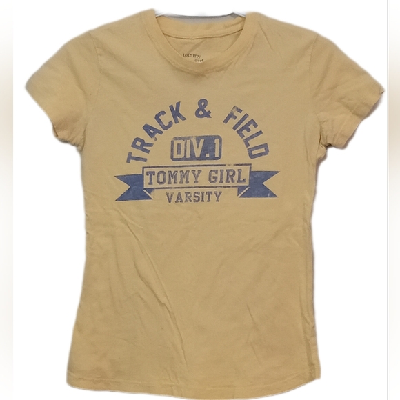 Old Navy Tops - Tommy Girl Yellow 'Track & Field' Graphic Tee